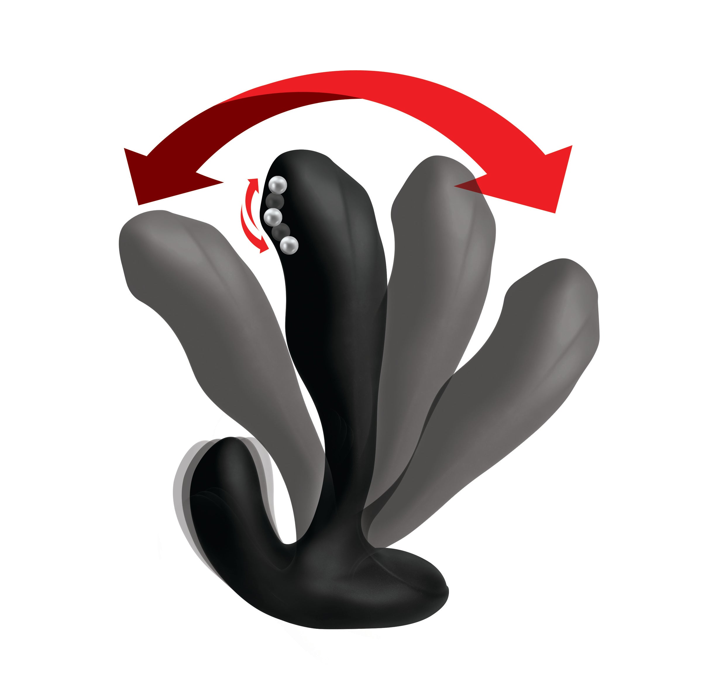 Alpha-Pro 7X Bendable Prostate Stimulator with Stroking Bead Black