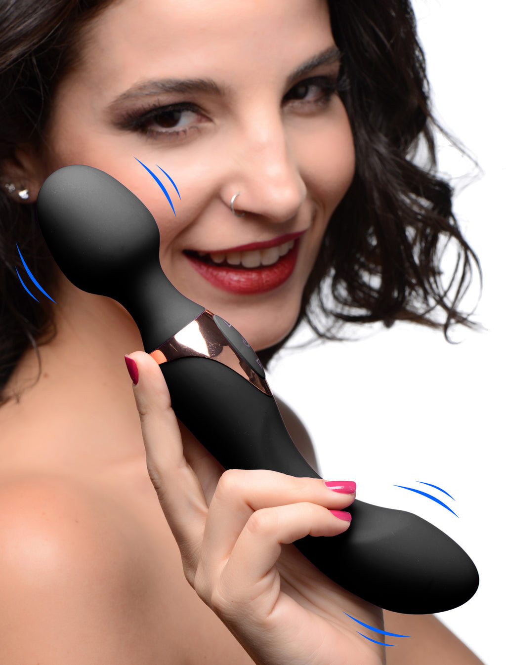 Wand Essentials 10X Dual Duchess 2-in-1 Silicone Massager - Black Black