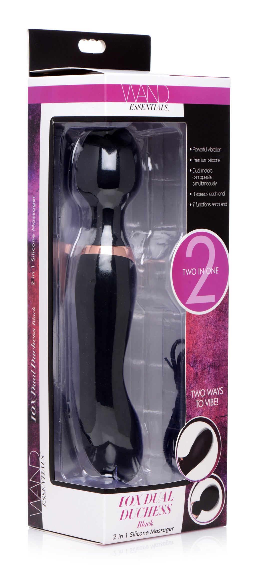 Wand Essentials 10X Dual Duchess 2-in-1 Silicone Massager - Black Black