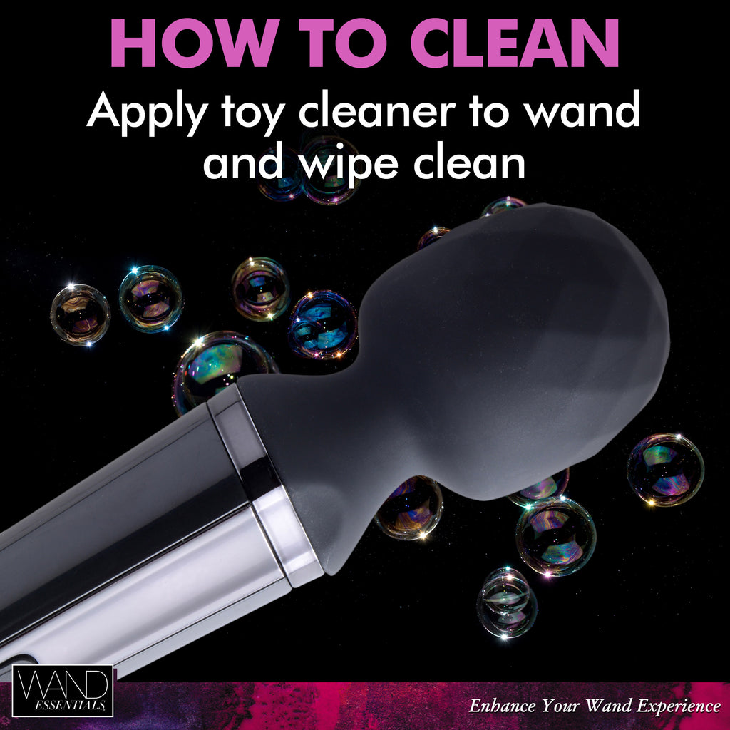 Wand Essentials Diamond Head 24X Rechargeable Silicone Wand Massager Black