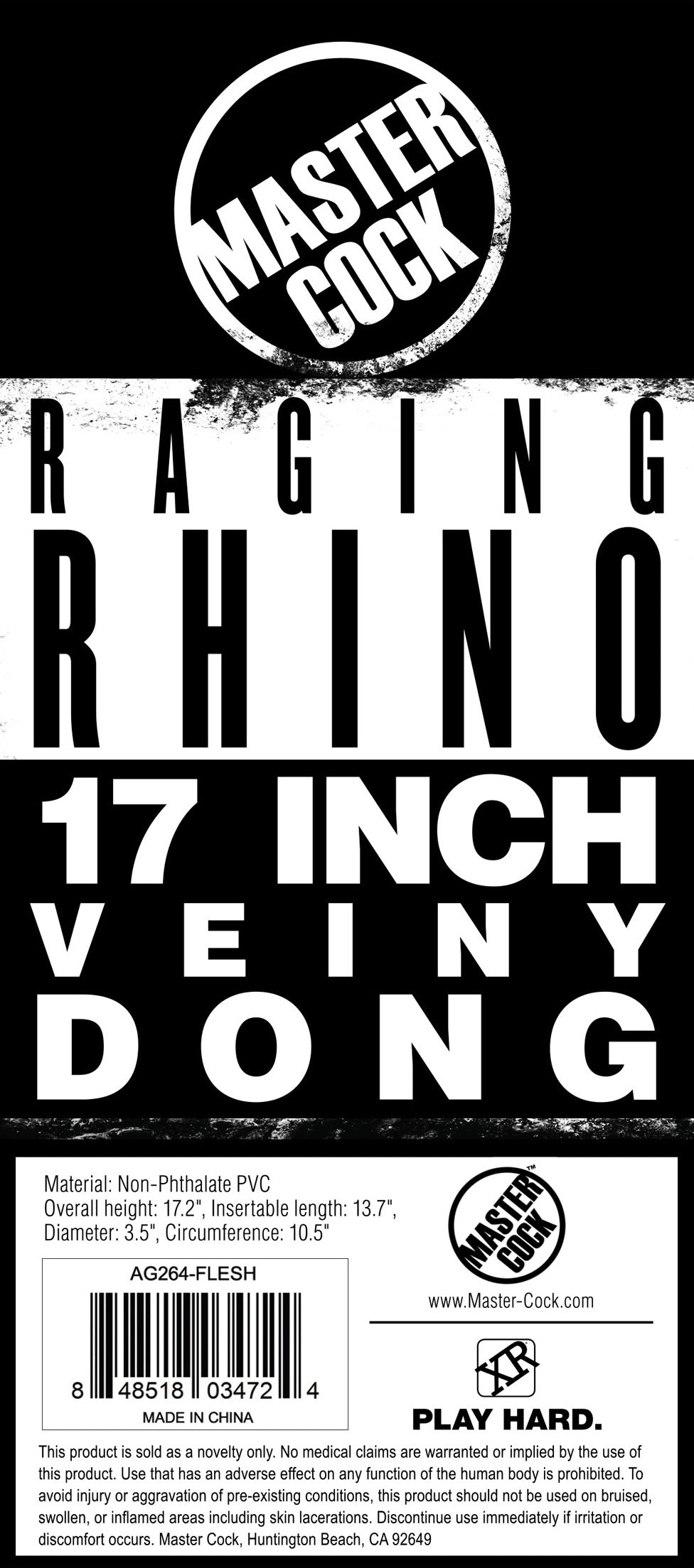 Master Cock Raging Rhino 17 Inch Veiny Dildo - Flesh Flesh