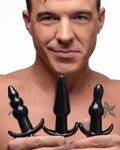 Frisky Thrill Trio Anal Plug Set - Black Black