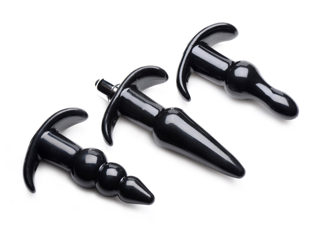 Frisky Thrill Trio Anal Plug Set - Black Black
