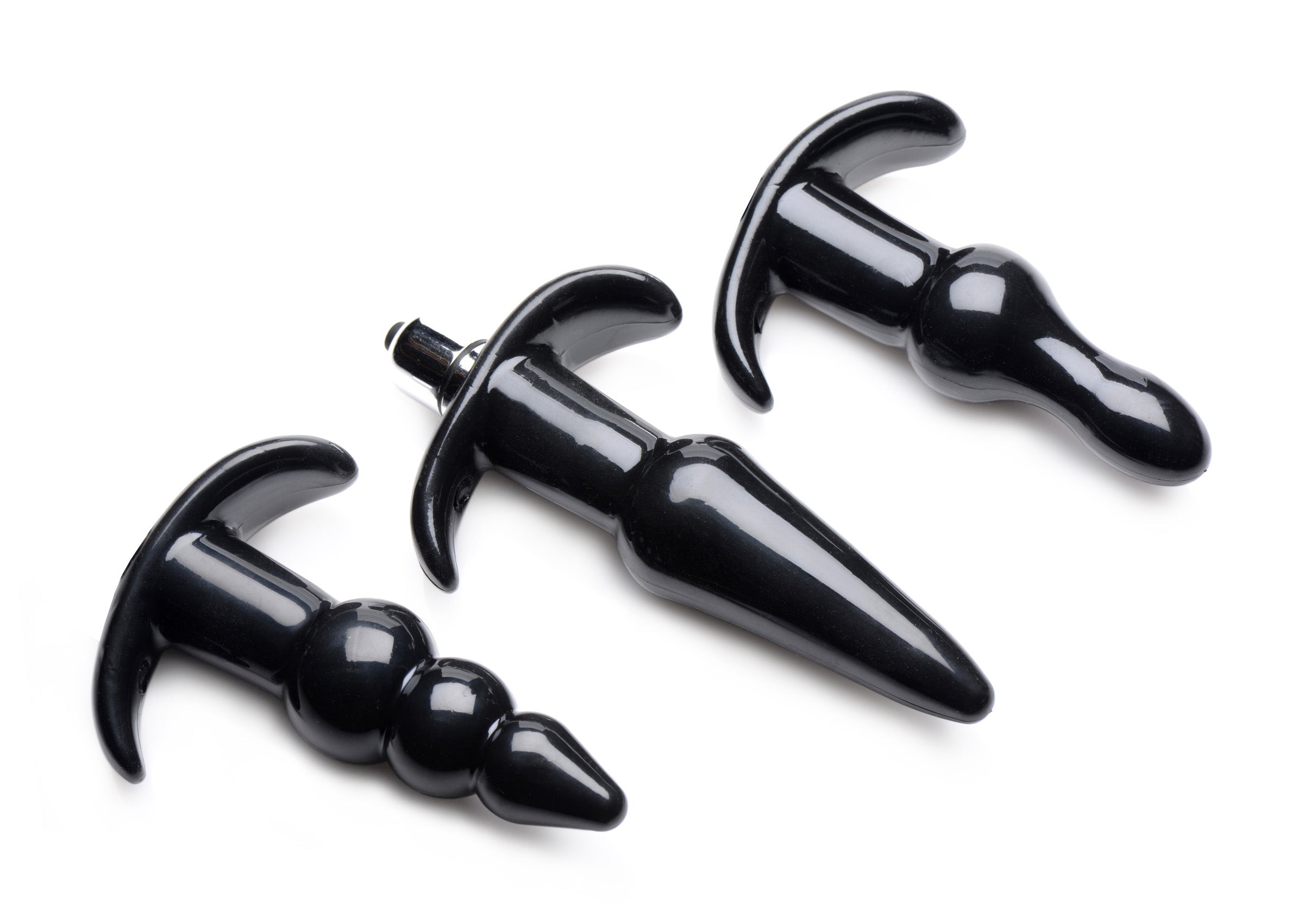 Frisky Thrill Trio Anal Plug Set - Black Black