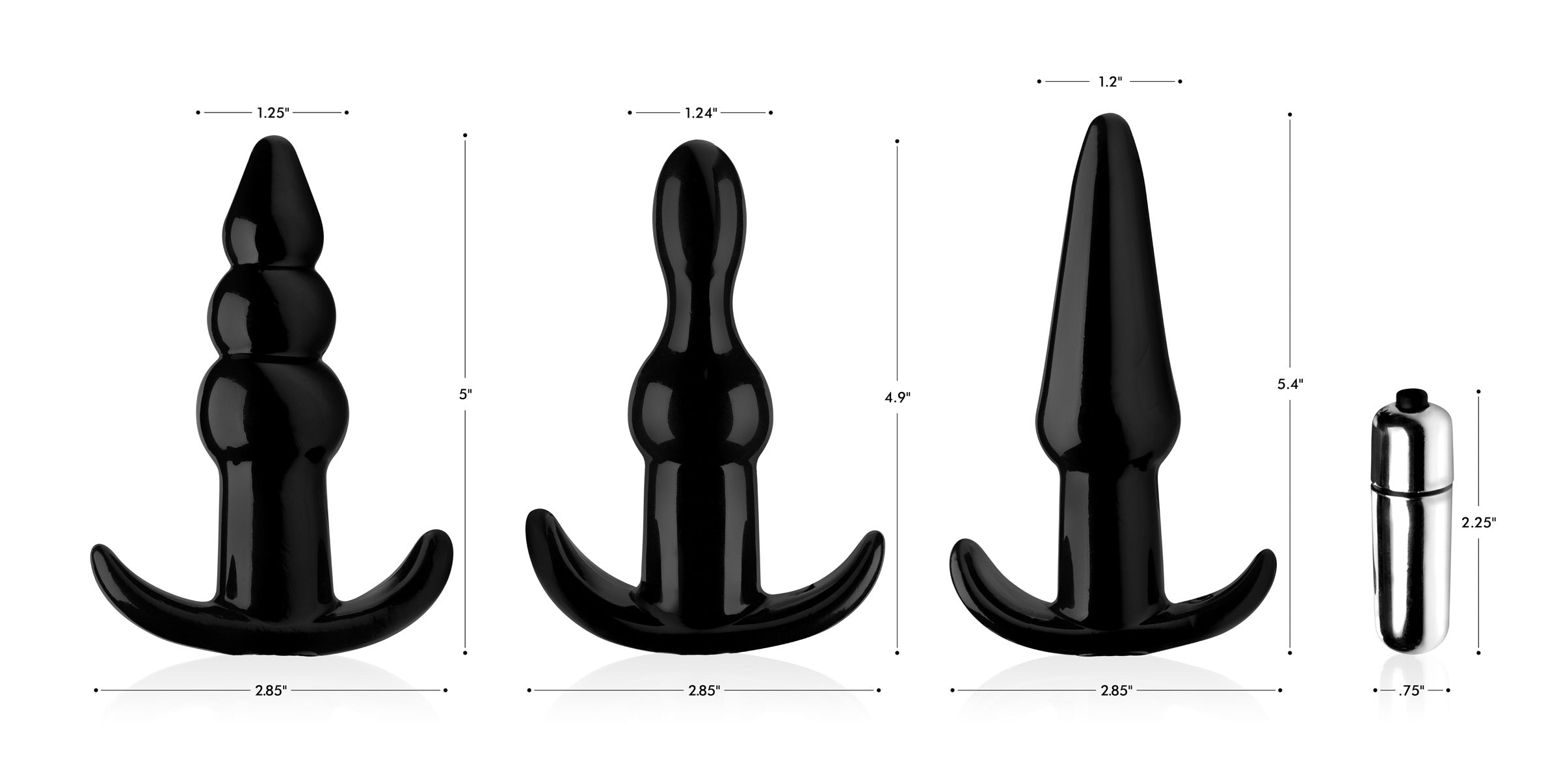 Frisky Thrill Trio Anal Plug Set - Black Black