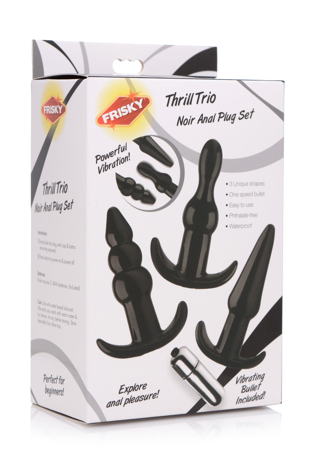 Frisky Thrill Trio Anal Plug Set - Black Black