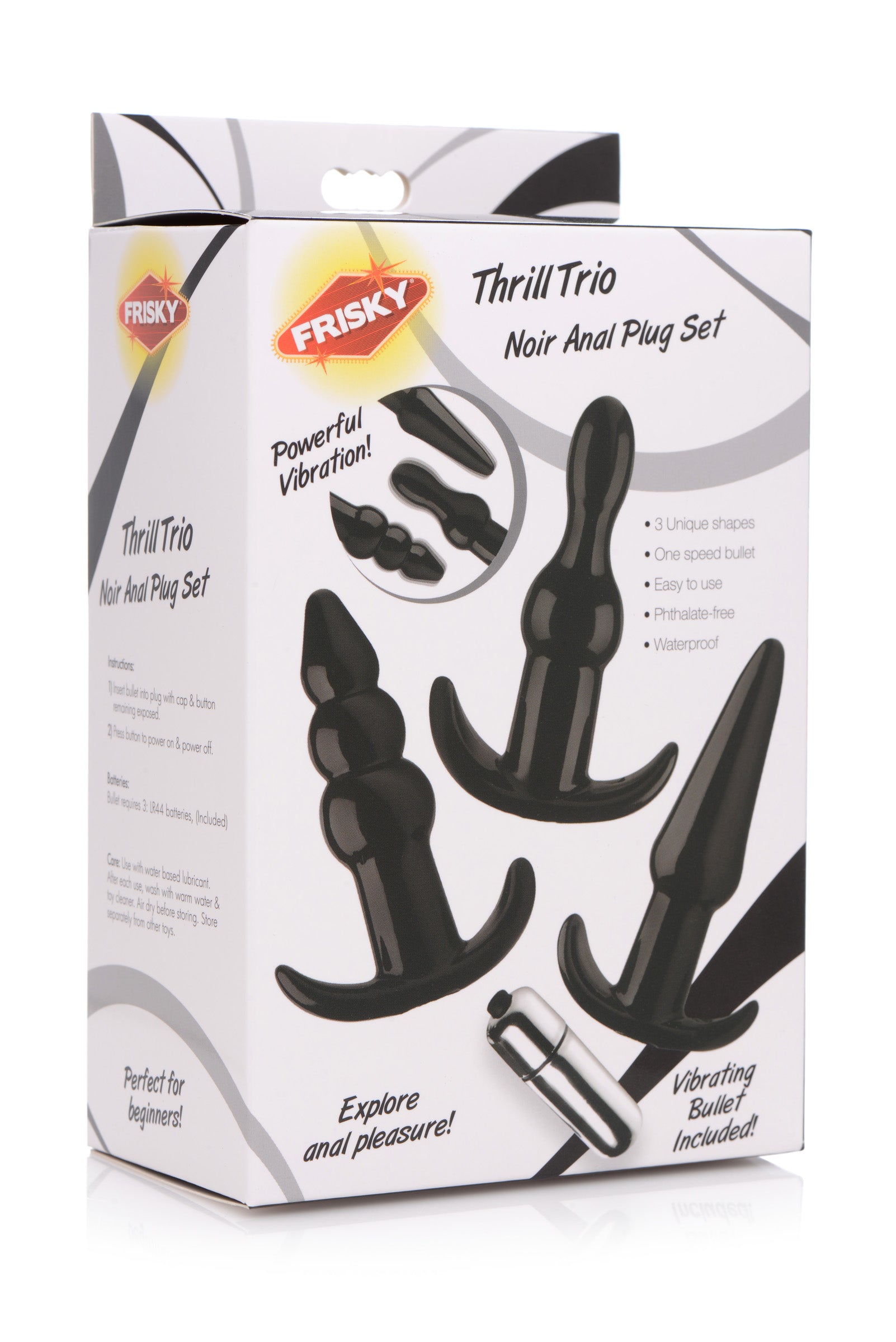 Frisky Thrill Trio Anal Plug Set - Black Black