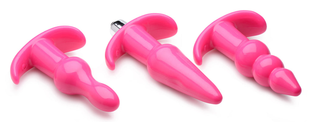 Frisky Thrill Trio Anal Plug Set - Black Pink