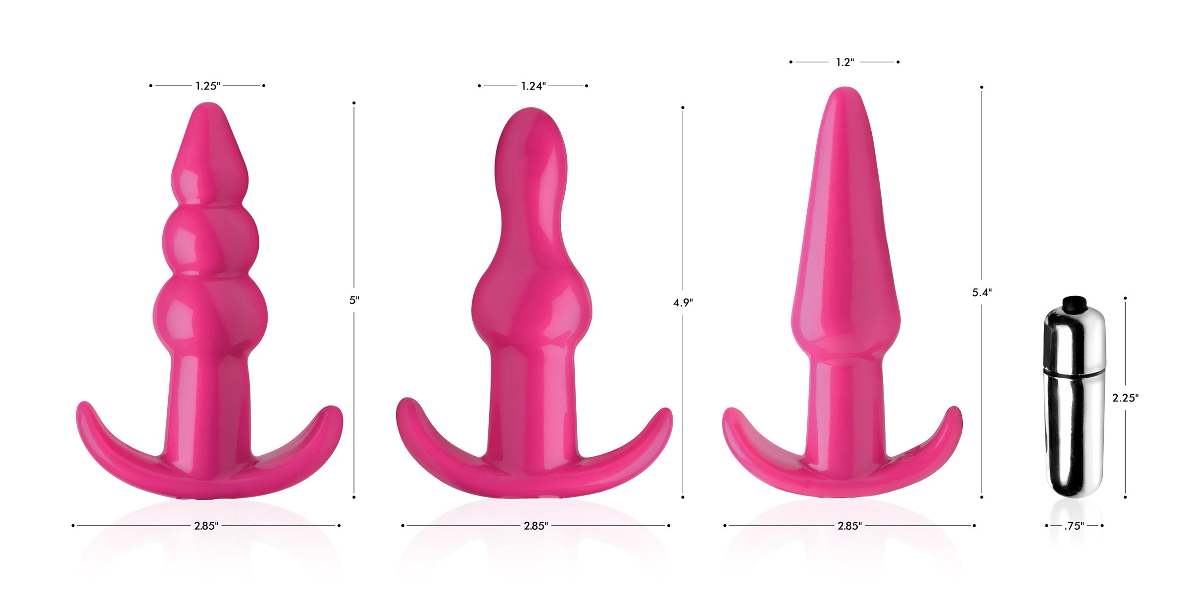 Frisky Thrill Trio Anal Plug Set - Black Pink