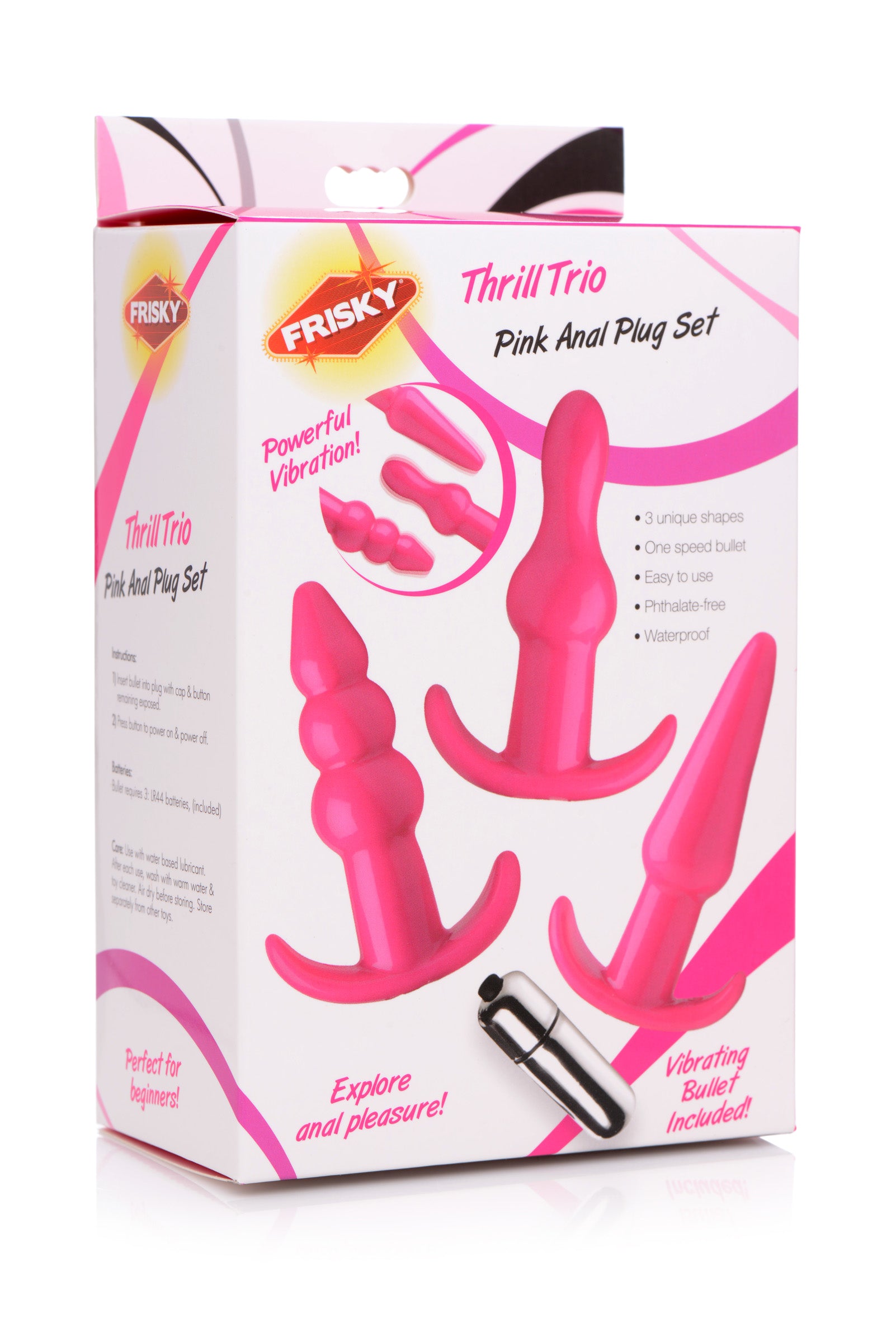 Frisky Thrill Trio Anal Plug Set - Black Pink