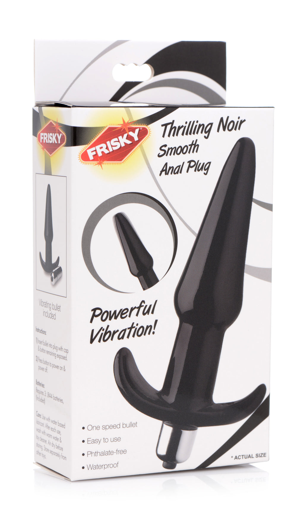 Frisky Smooth Vibrating Anal Plug - Black Black