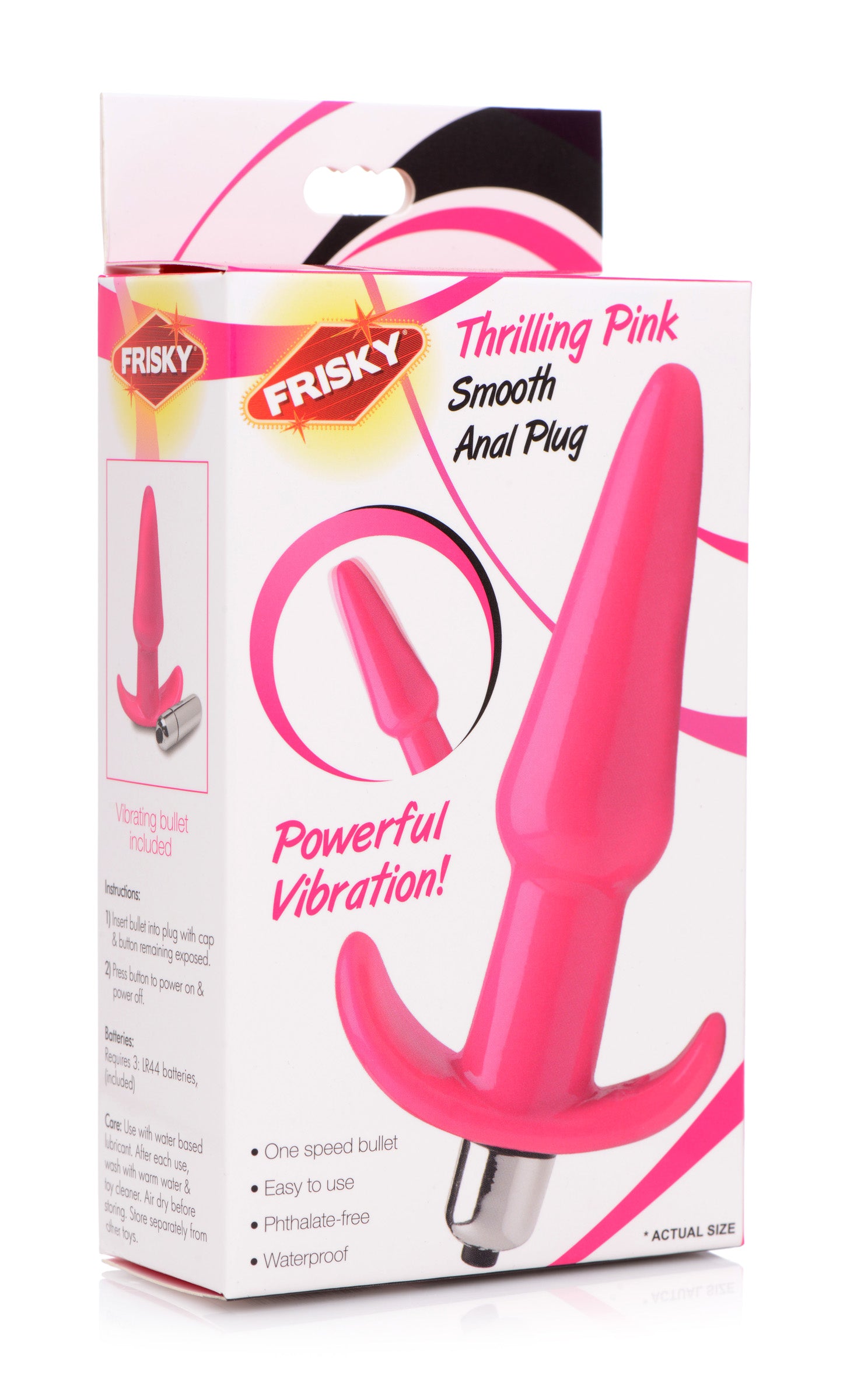 Frisky Smooth Vibrating Anal Plug - Black Pink