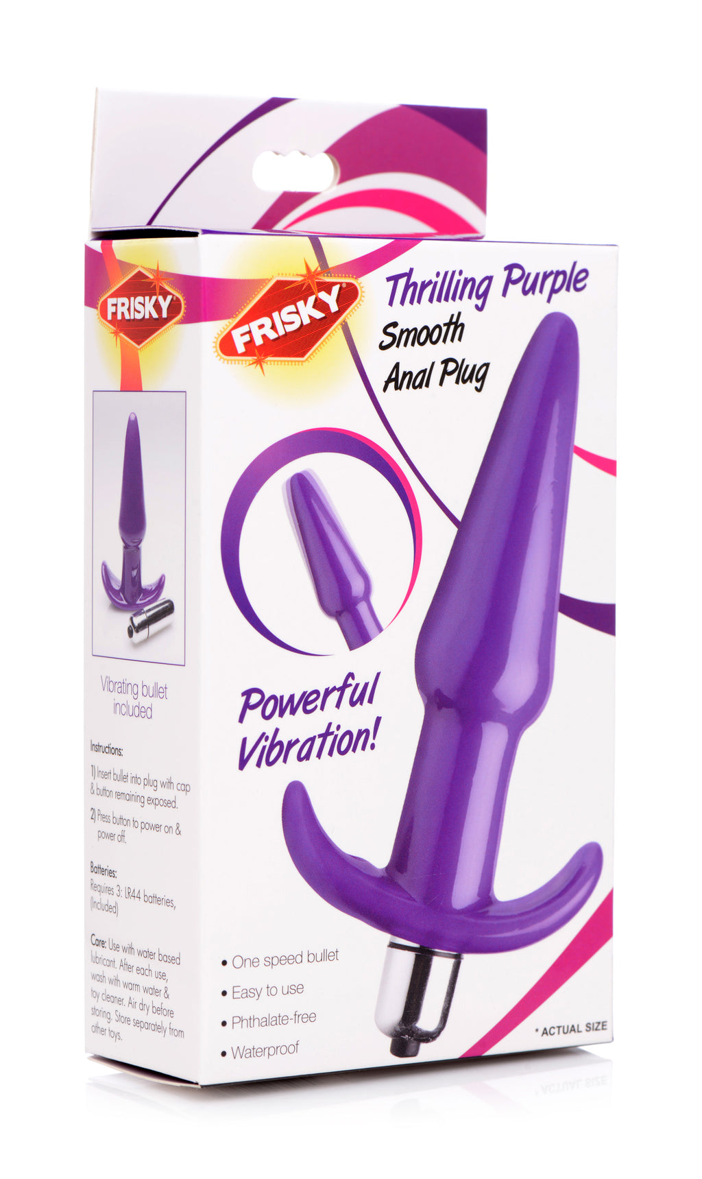 Frisky Smooth Vibrating Anal Plug - Black Purple