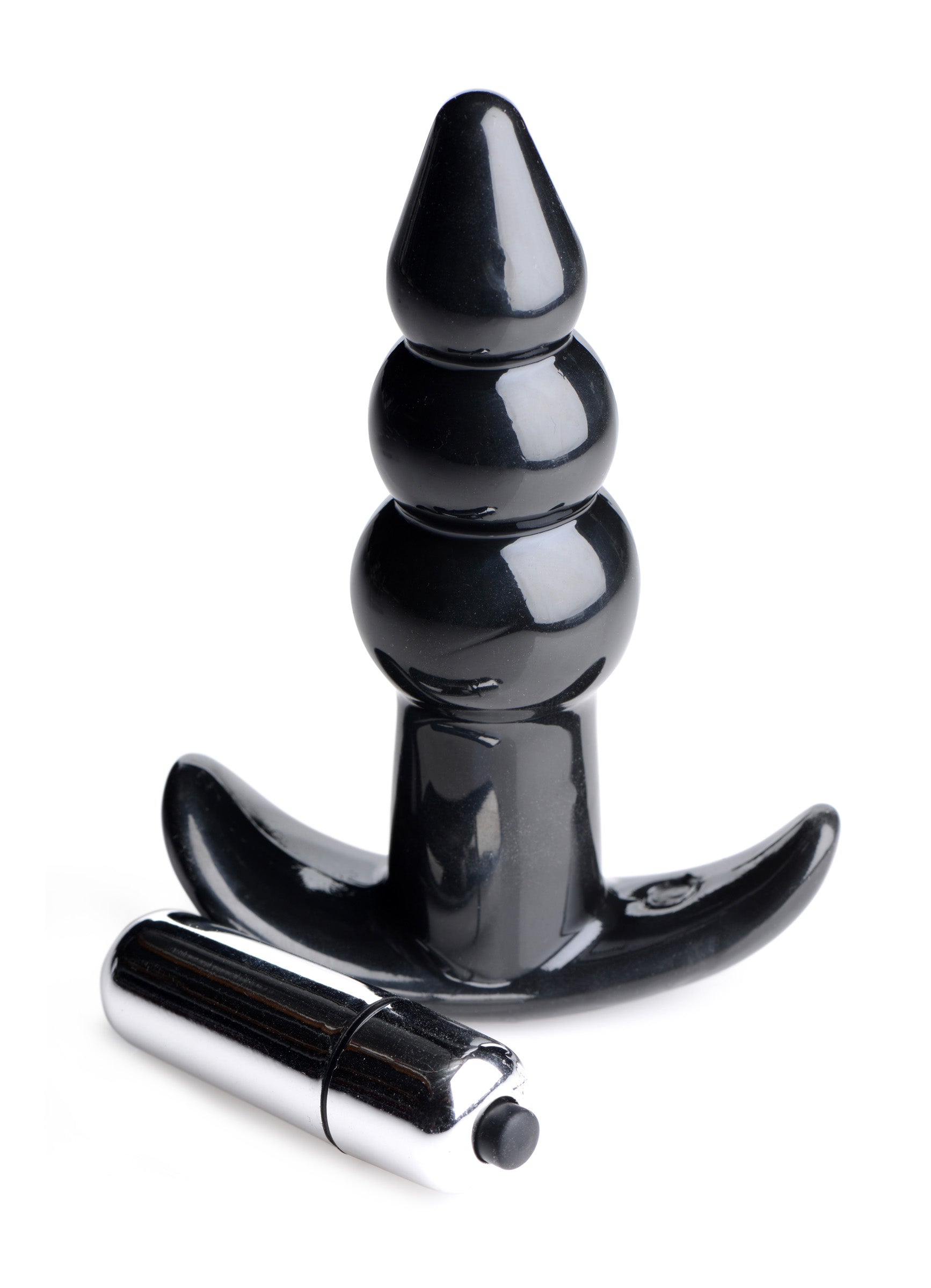 Frisky Ribbed Vibrating Butt Plug - Black Black