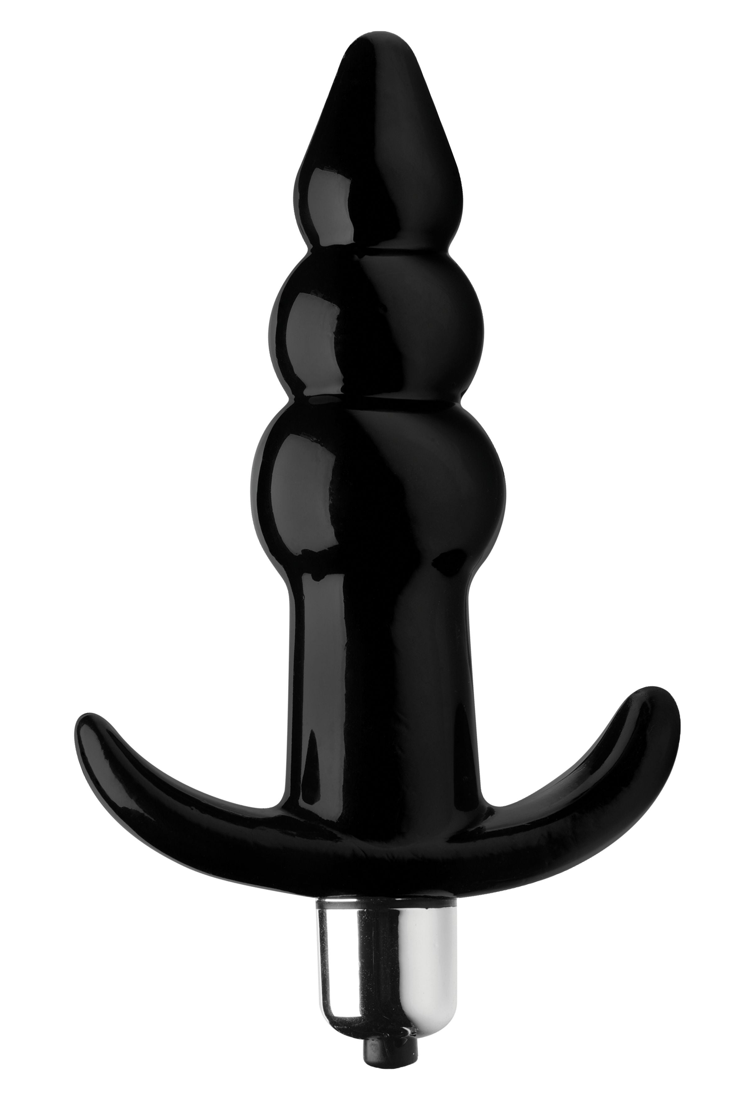 Frisky Ribbed Vibrating Butt Plug - Black Black