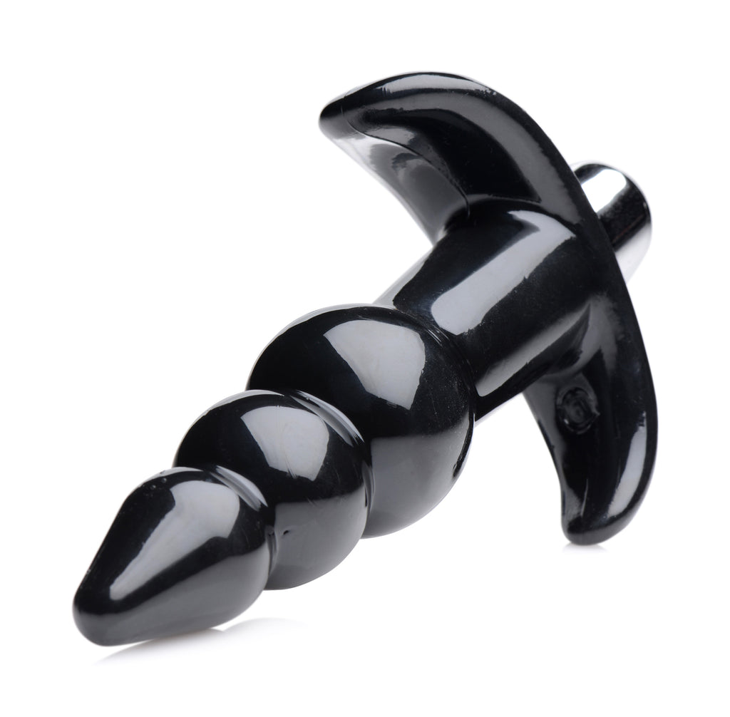 Frisky Ribbed Vibrating Butt Plug - Black Black