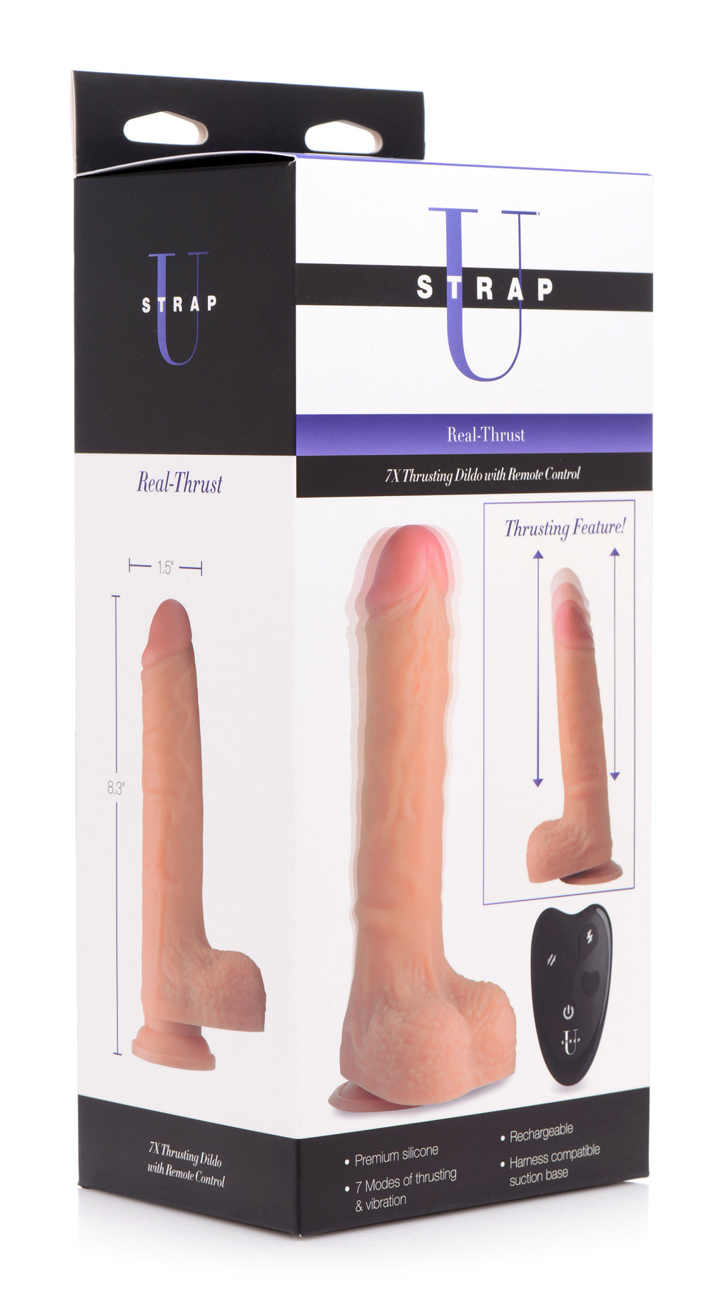 Strap U 7X Thrusting Dildo with Remote Control Flesh