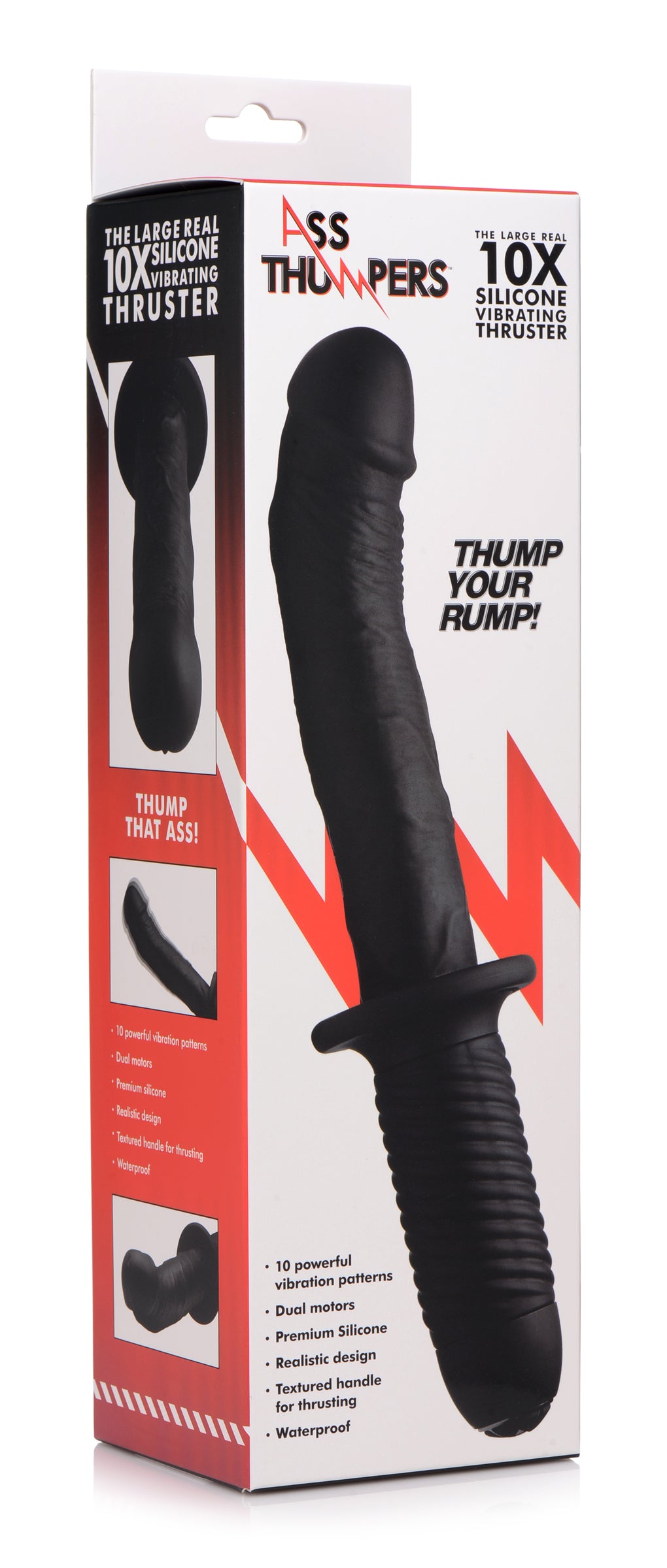 Ass Thumpers The Large Realistic 10X Silicone Vibrator with Handle Black