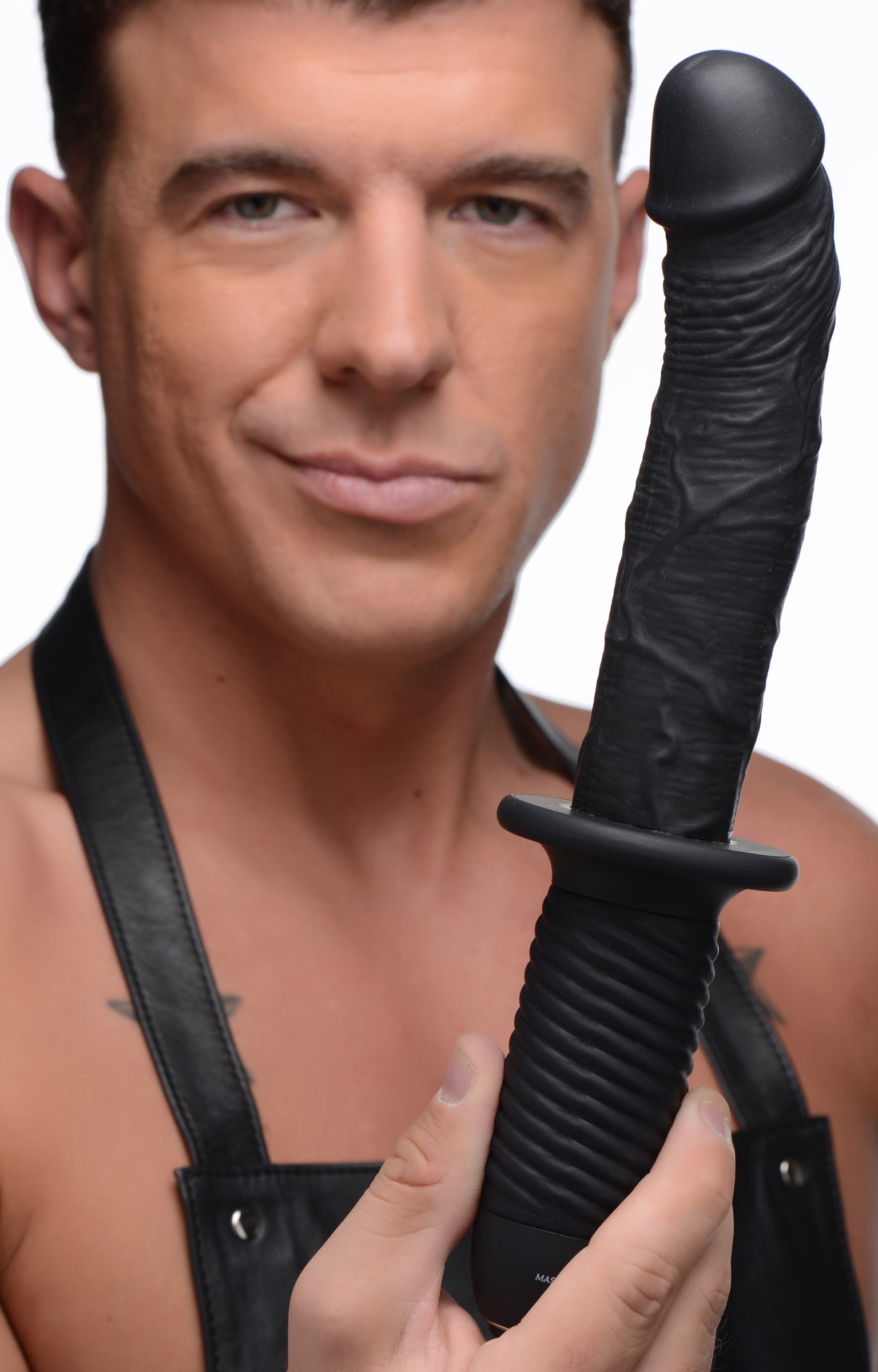 Ass Thumpers The Large Realistic 10X Silicone Vibrator with Handle Black