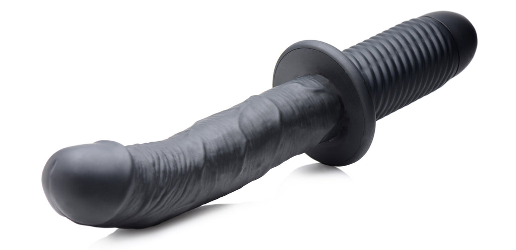 Ass Thumpers The Large Realistic 10X Silicone Vibrator with Handle Black