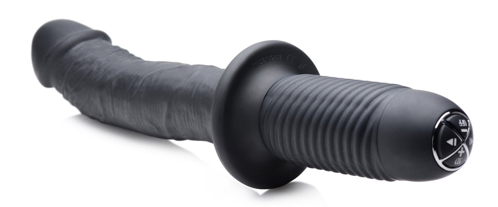 Ass Thumpers The Large Realistic 10X Silicone Vibrator with Handle Black