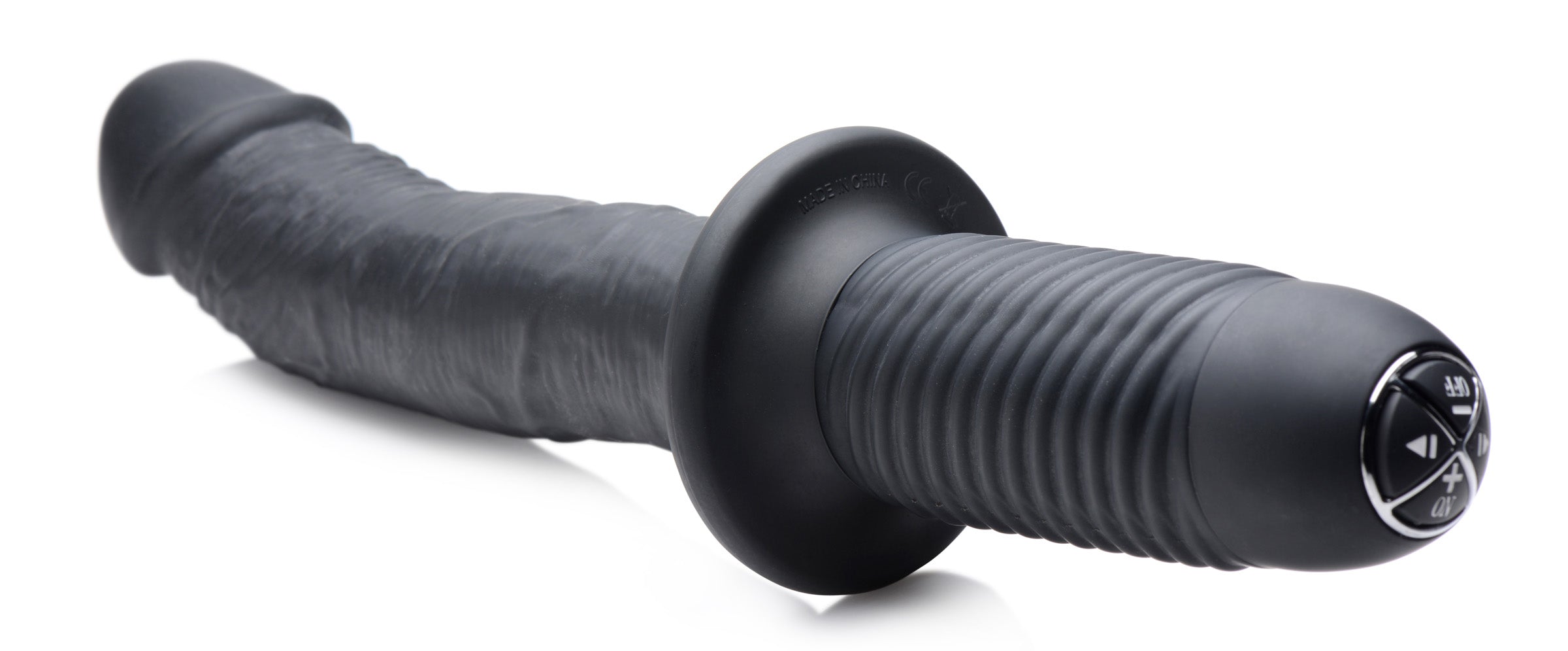 Ass Thumpers The Large Realistic 10X Silicone Vibrator with Handle Black