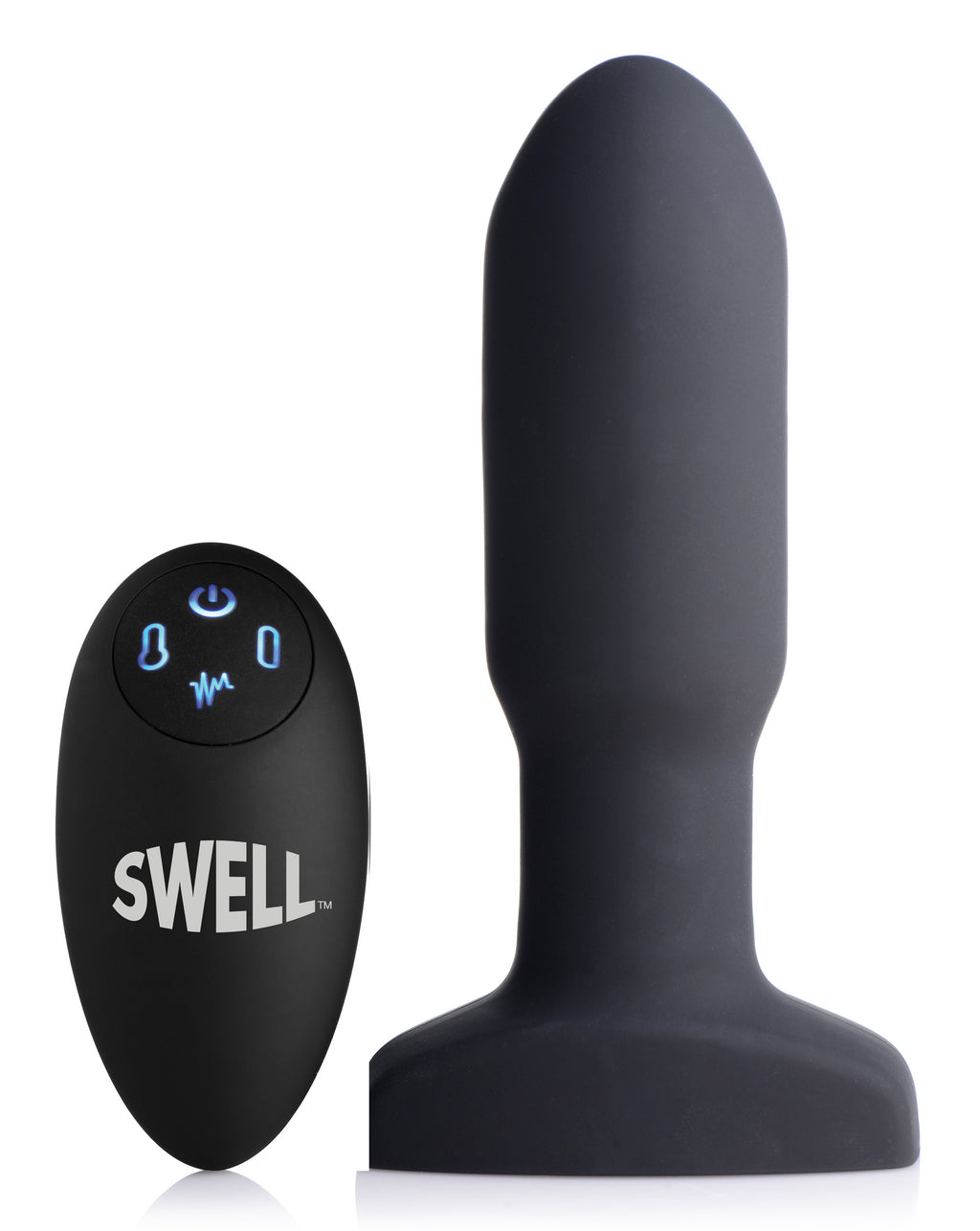 Swell Worlds First Remote Control Inflatable 10X Vibrating Missile Silicone Anal Plug Black
