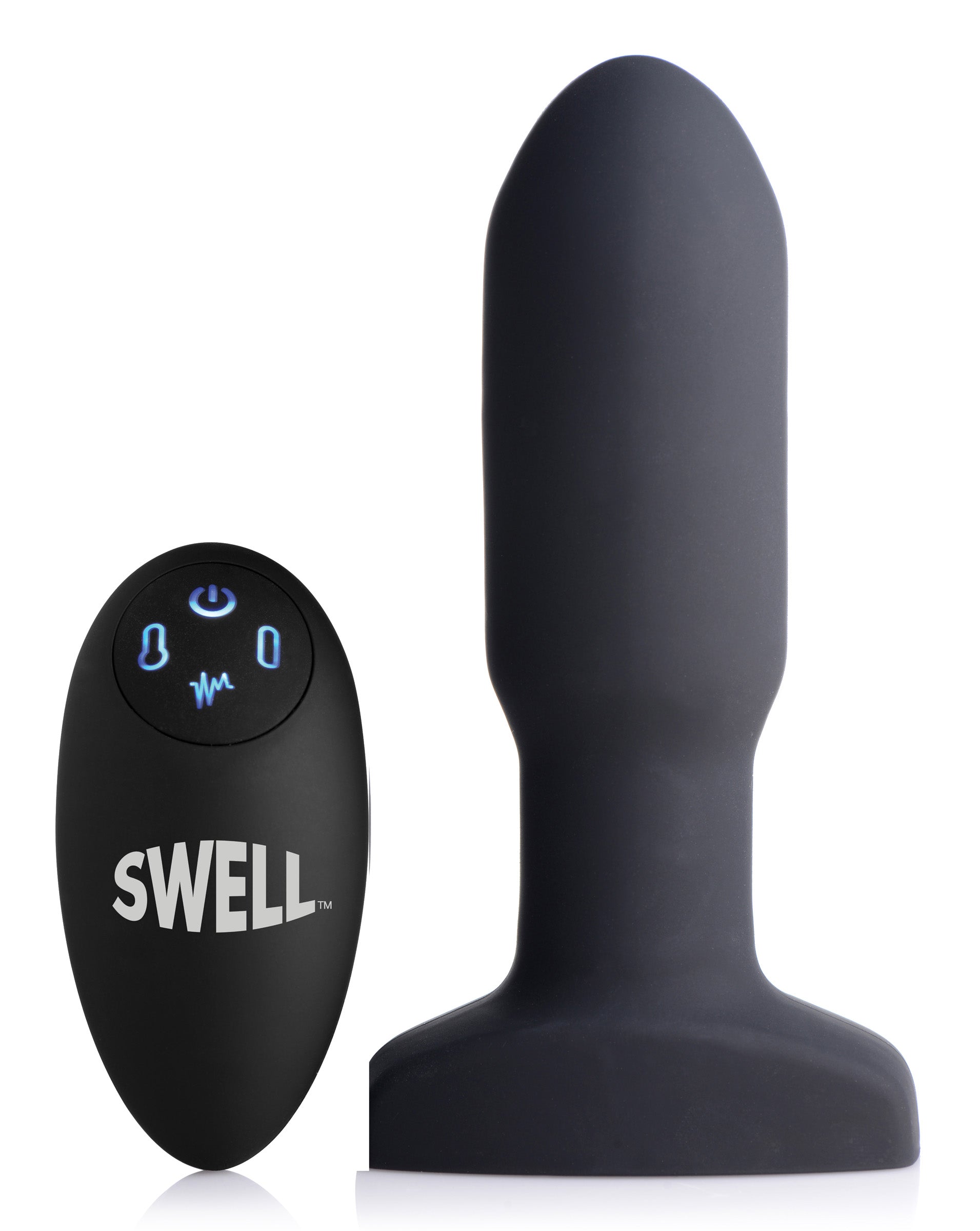 Swell Worlds First Remote Control Inflatable 10X Vibrating Missile Silicone Anal Plug Black