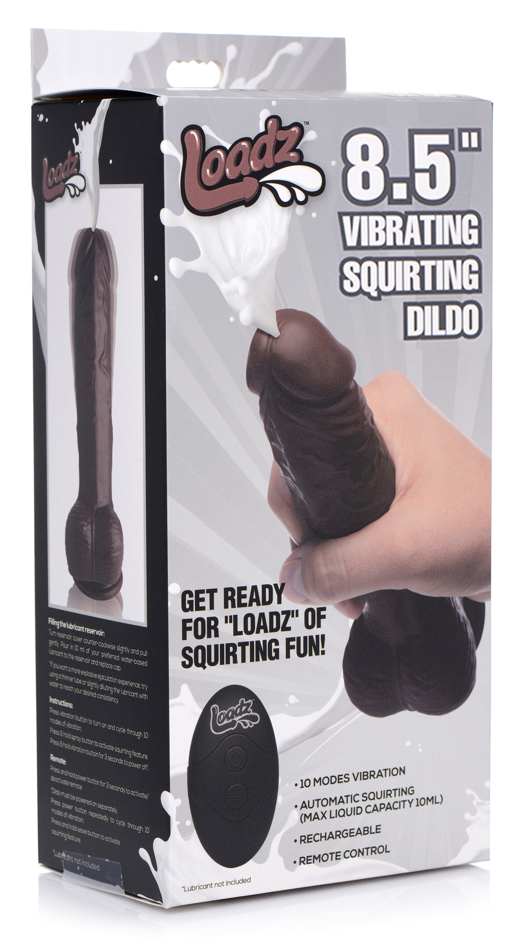 Loadz 8.5 Inch Vibrating Squirting Dildo with Remote Control - Light Brown