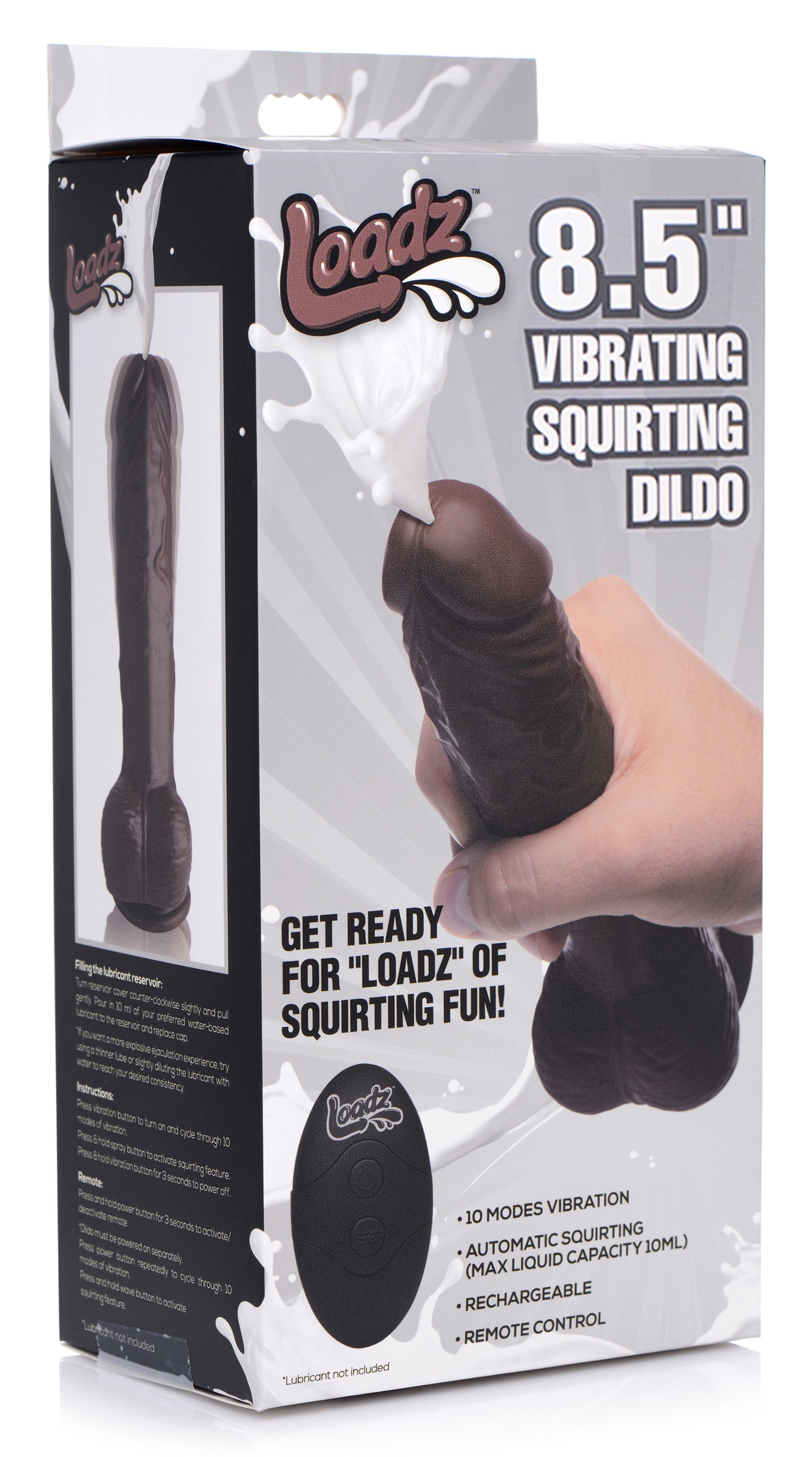 Loadz 8.5 Inch Vibrating Squirting Dildo with Remote Control - Light Brown