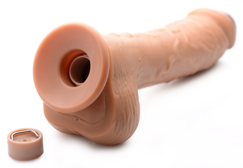 Loadz 8.5 Inch Vibrating Squirting Dildo with Remote Control - Light Tan