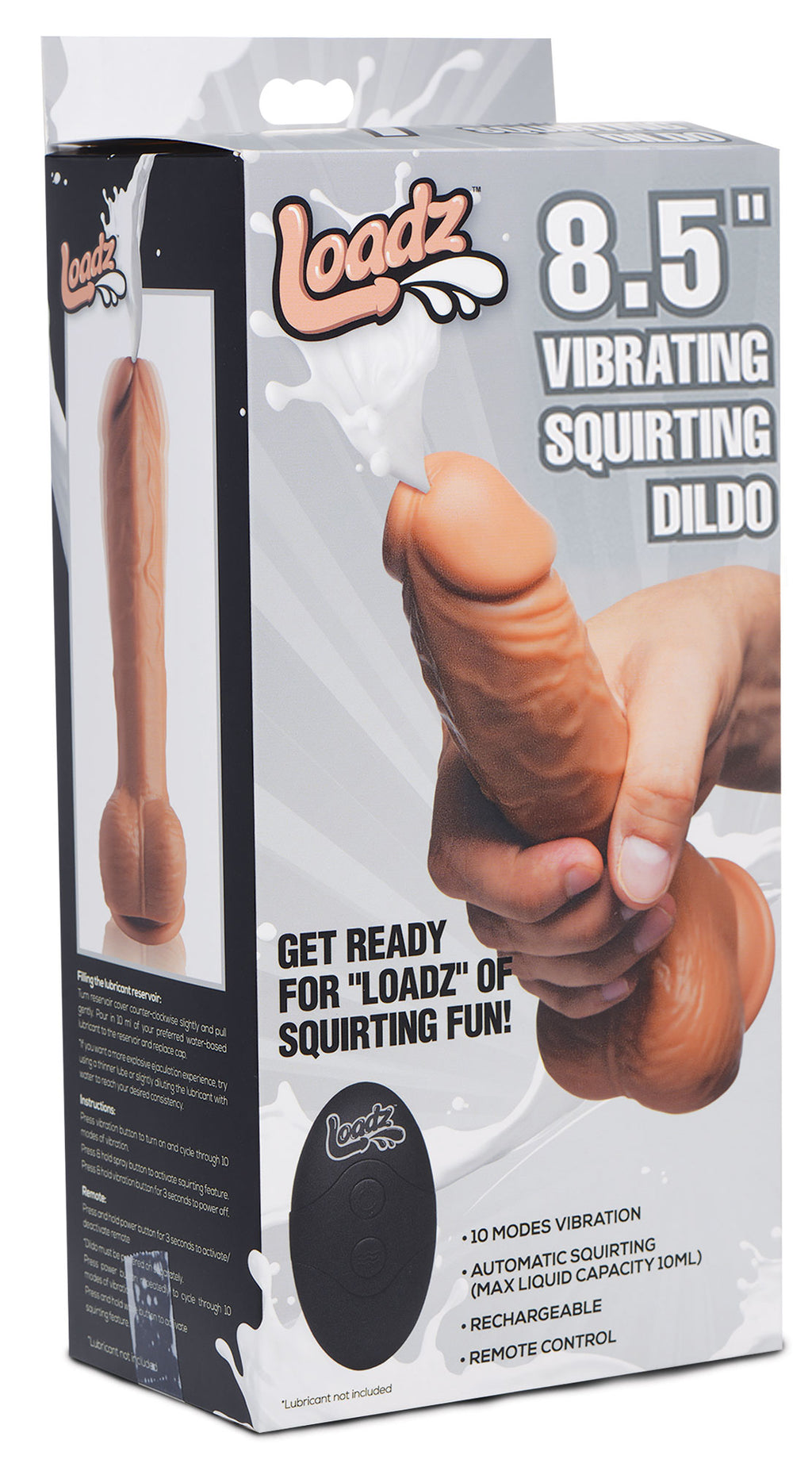 Loadz 8.5 Inch Vibrating Squirting Dildo with Remote Control - Light Tan