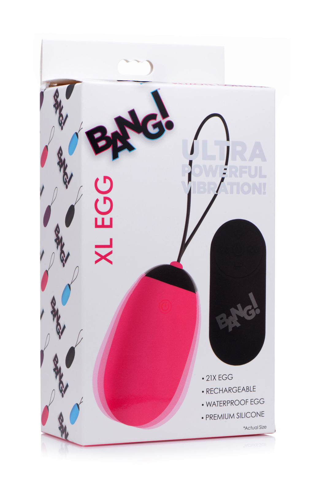 Bang! XL Silicone Vibrating Egg - Black Pink