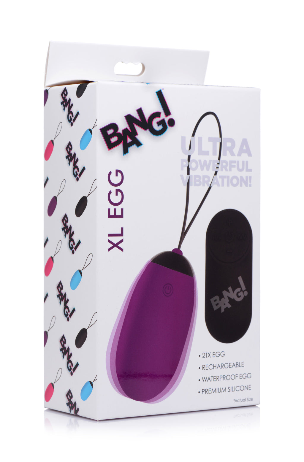 Bang! XL Silicone Vibrating Egg - Black Purple