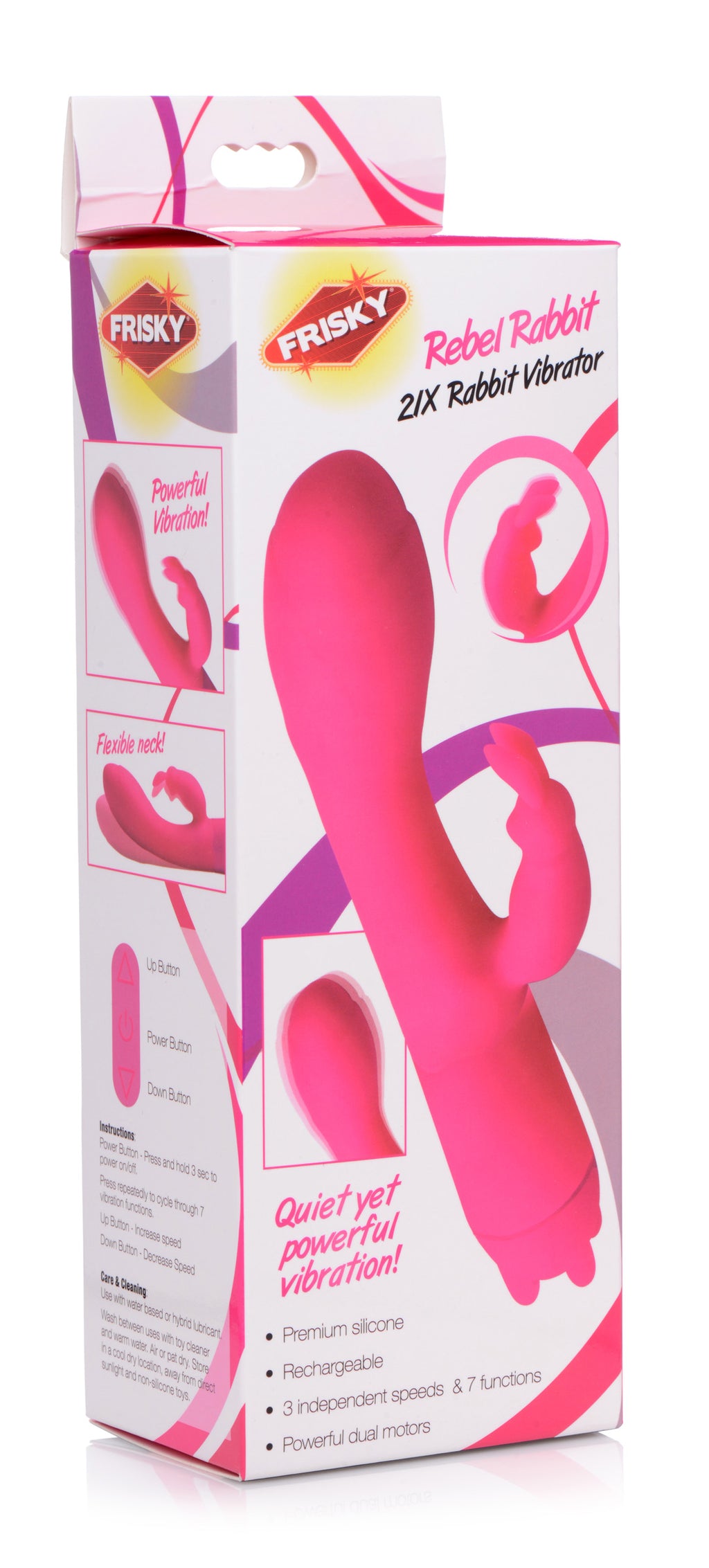 Frisky Rebel Rabbit 21X Silicone Vibrator Pink