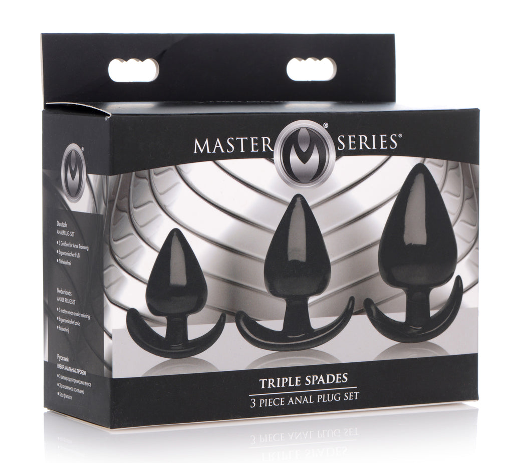 Master Series Triple Spades 3 Piece Anal Plug Set Black