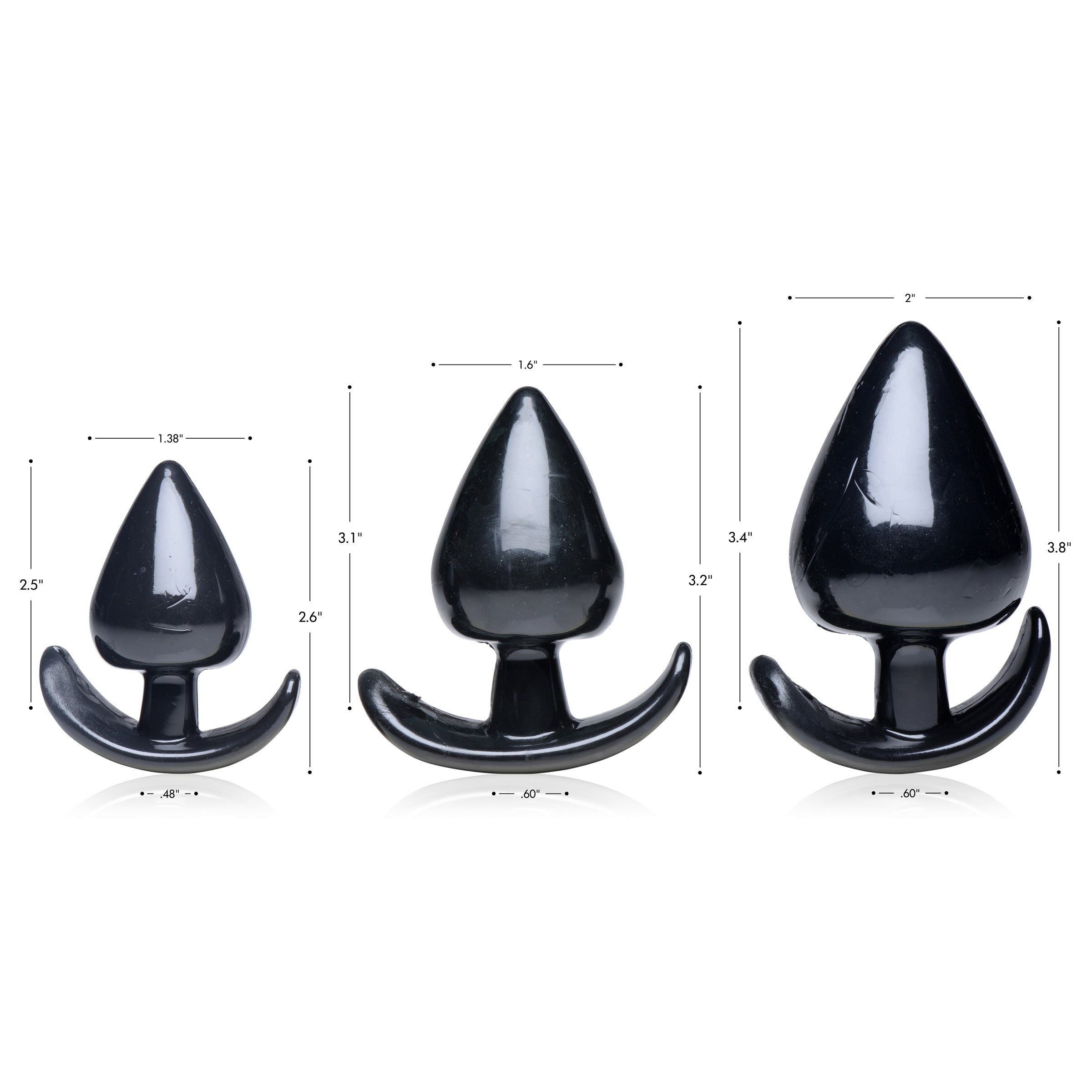 Master Series Triple Spades 3 Piece Anal Plug Set Black