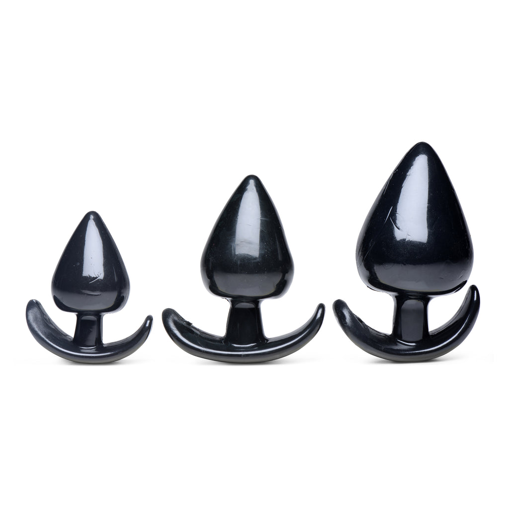 Master Series Triple Spades 3 Piece Anal Plug Set Black