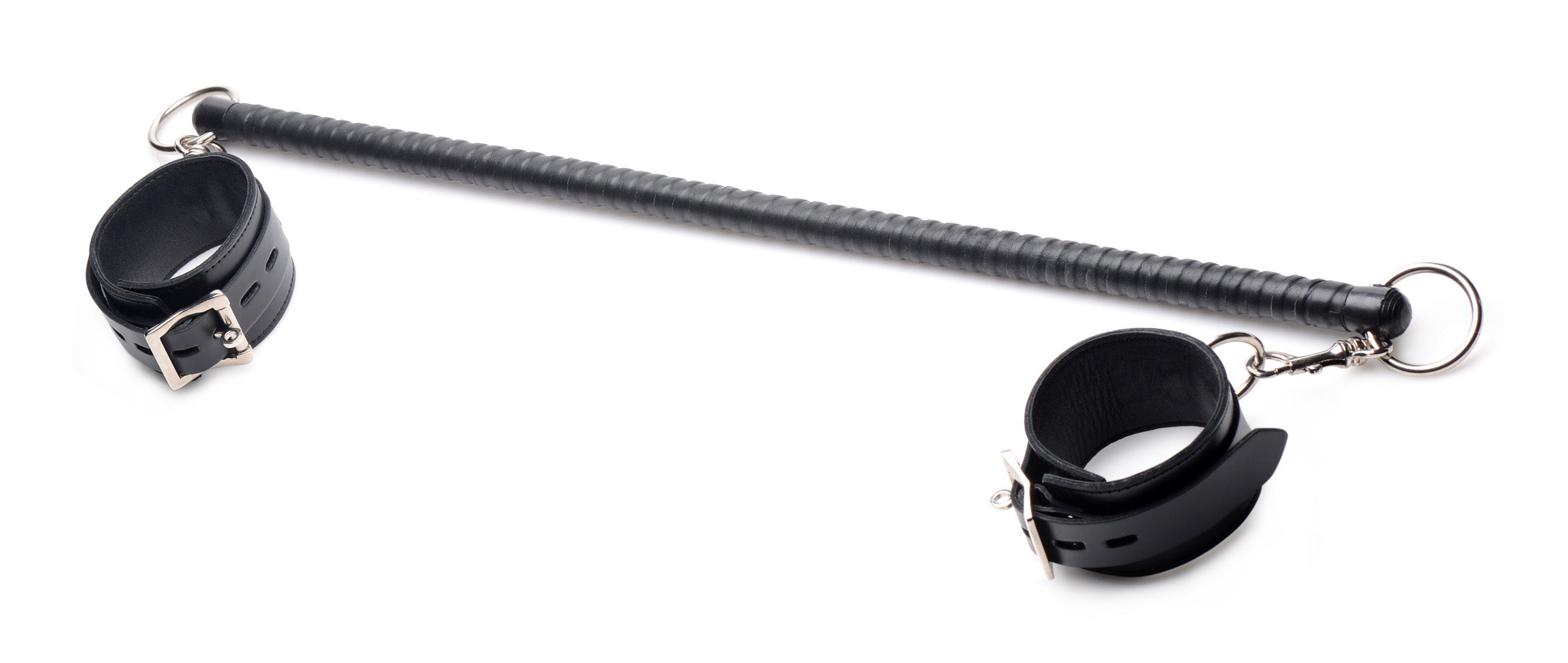 Strict Leather Leather Wrapped Spreader Bar with Cuffs Black