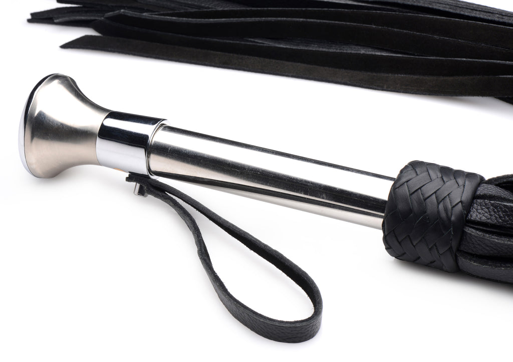 Strict Leather Leather Flogger with Stainless Steel Handle Black