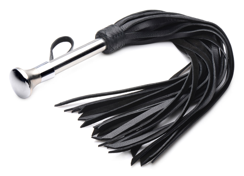 Strict Leather Leather Flogger with Stainless Steel Handle Black