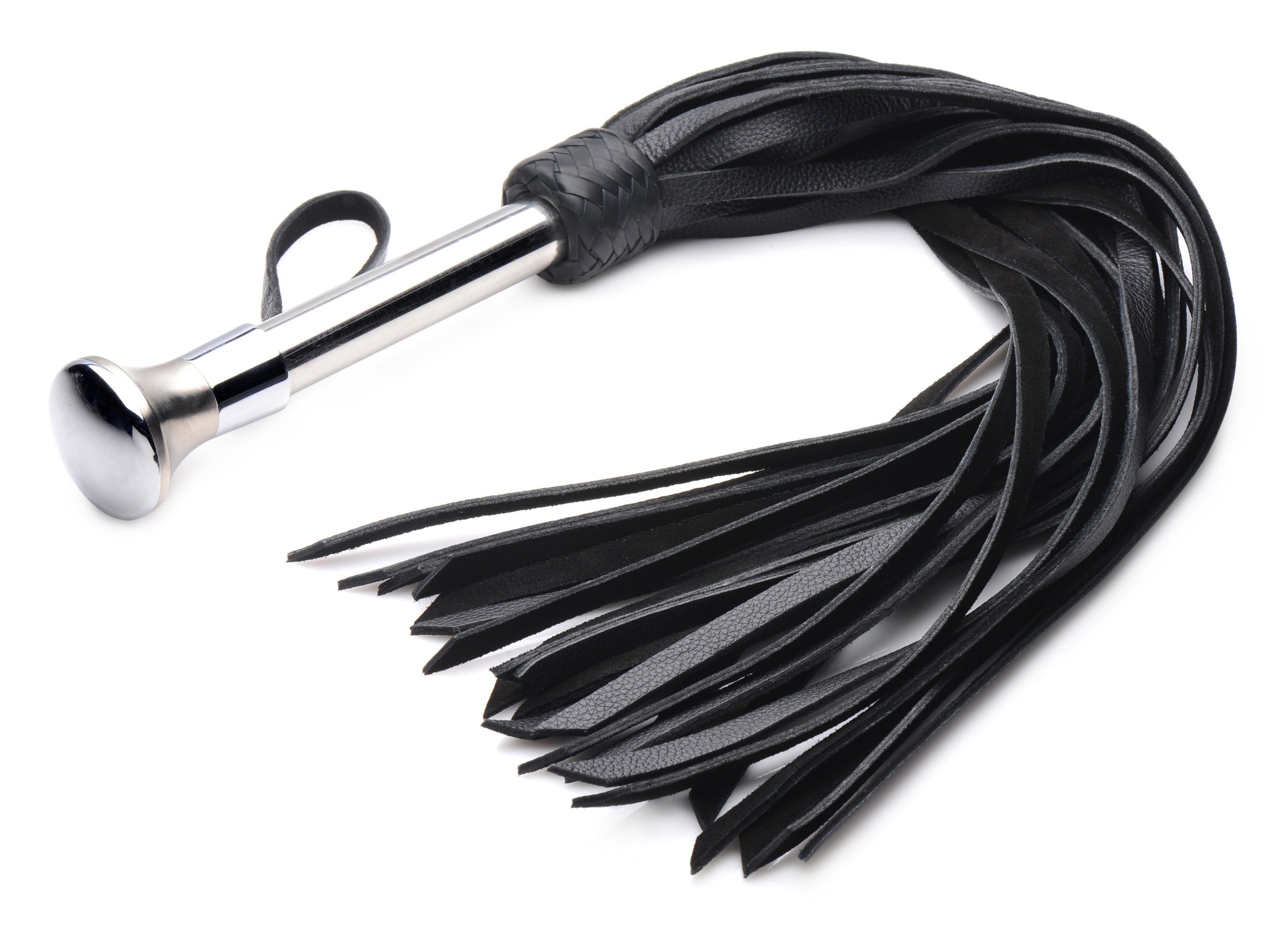 Strict Leather Leather Flogger with Stainless Steel Handle Black