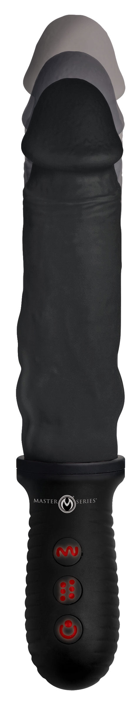 Master Series 8X Auto Pounder Vibrating and Thrusting Dildo with Handle - Black Black