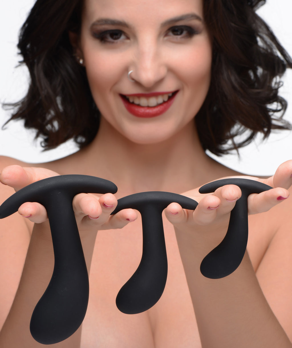 Master Series Dark Delights 3 Piece Curved Anal Trainer Set Black