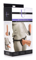 Strap U 10X Groove Harness with Vibrating and Rotating Silicone Dildo Flesh