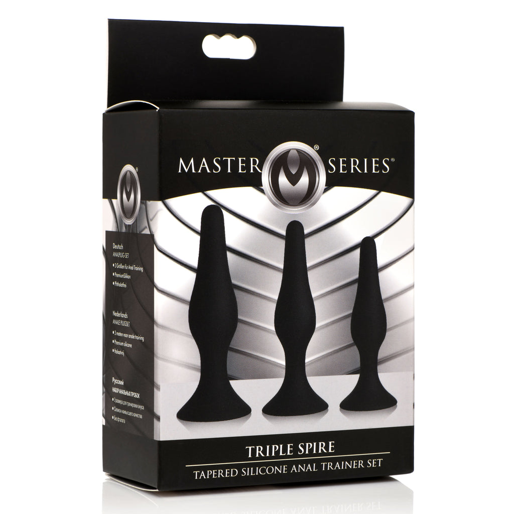 Master Series Triple Spire Tapered Silicone Anal Trainer Set Black