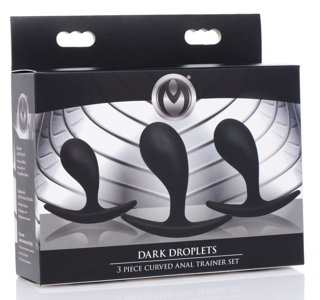 Master Series Dark Droplets 3 Piece Curved Silicone Anal Trainer Set Black