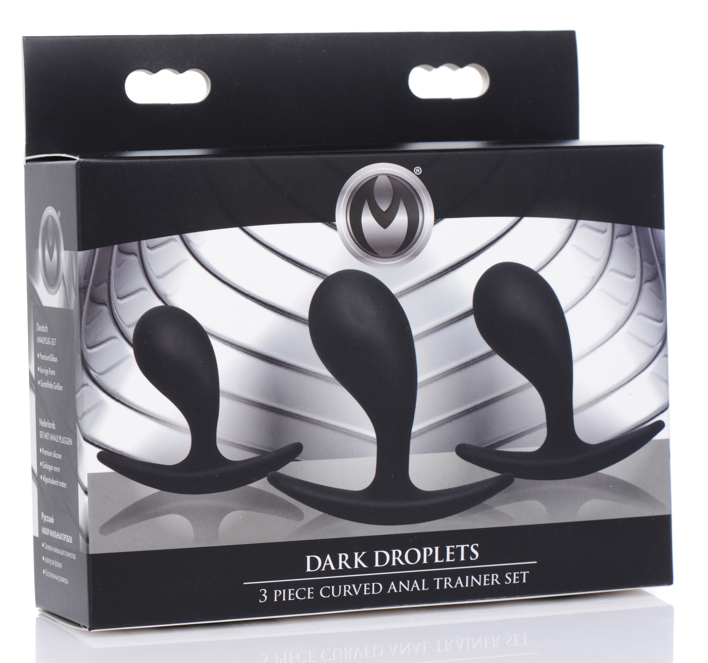 Master Series Dark Droplets 3 Piece Curved Silicone Anal Trainer Set Black