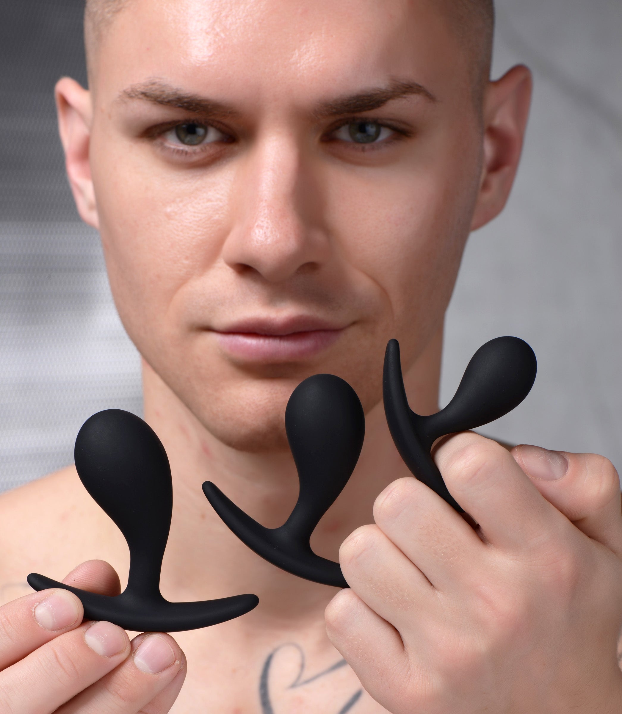 Master Series Dark Droplets 3 Piece Curved Silicone Anal Trainer Set Black
