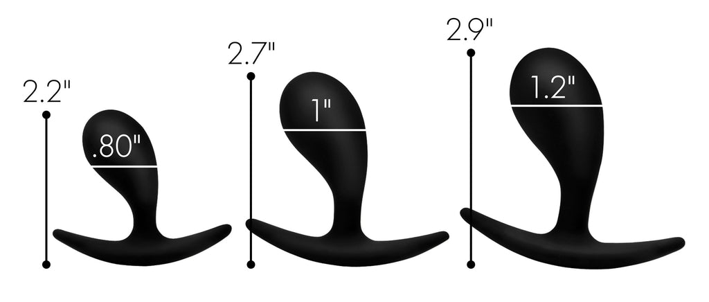 Master Series Dark Droplets 3 Piece Curved Silicone Anal Trainer Set Black
